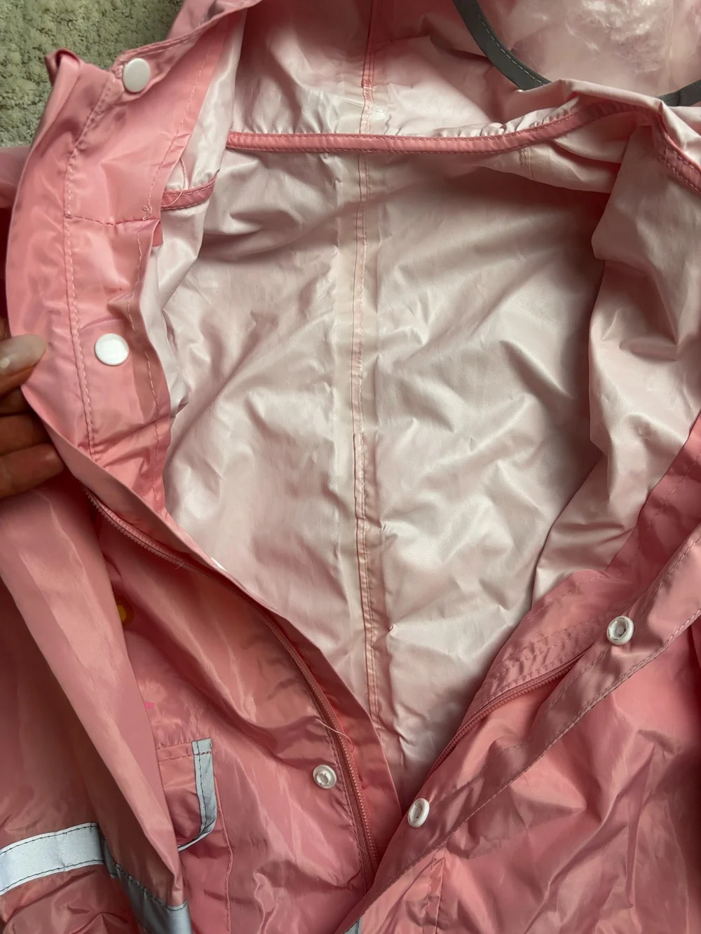 Pink Dinosaur Children'S Raincoat Suit Hooded Size L